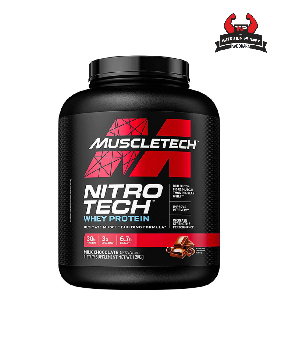 MuscleTech Performance Series Nitro Tech Whey Protein Powder With Whey Isolates & Peptides, Chocolate Flavour